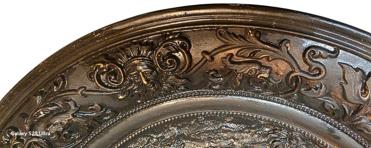 Plat en terre cuite dans le style Renaissance  jugement de Paris 36 cm Diamètre -photo-2