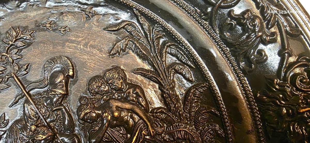 Plat en terre cuite dans le style Renaissance  jugement de Paris 36 cm Diamètre -photo-4