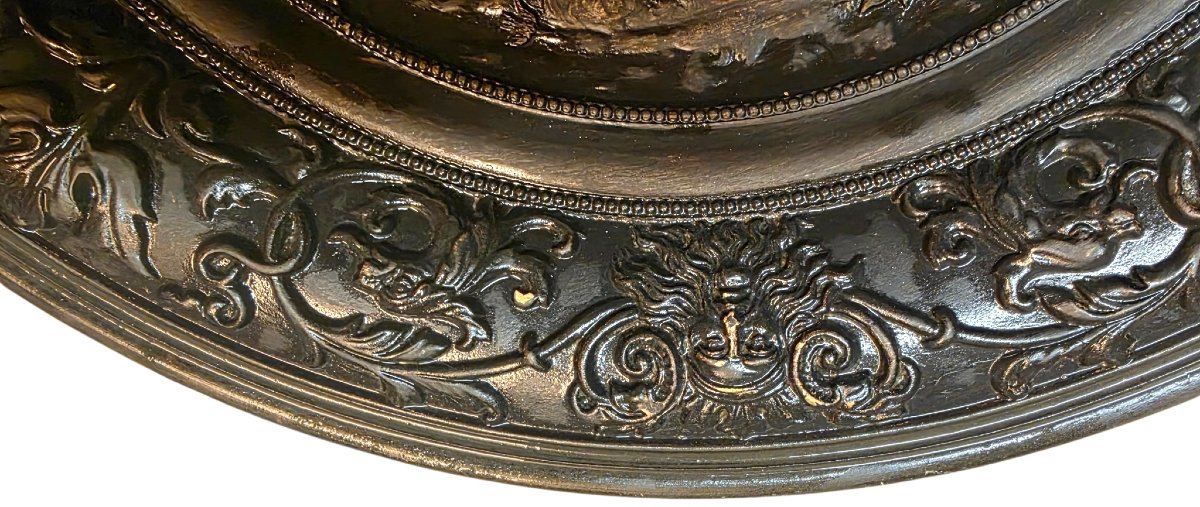 Plat en terre cuite dans le style Renaissance  jugement de Paris 36 cm Diamètre -photo-6