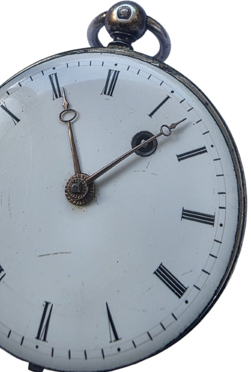 18th Century Gold Hand Silver Cock Gousset Watch-photo-3