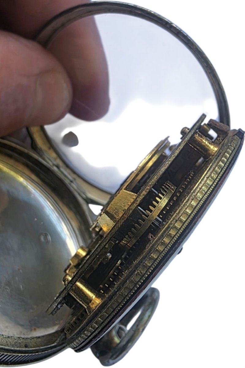18th Century Gold Hand Silver Cock Gousset Watch-photo-6
