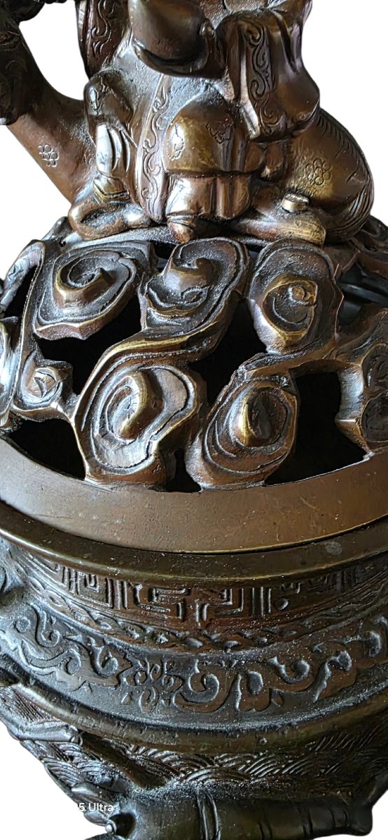 Perfume Burner Japan China Bronze Medal 19th Century Height 35 Cm-photo-3