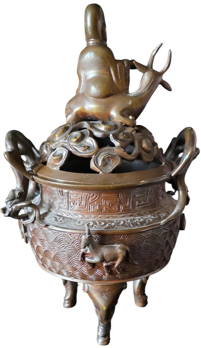 Perfume Burner Japan China Bronze Medal 19th Century Height 35 Cm-photo-6