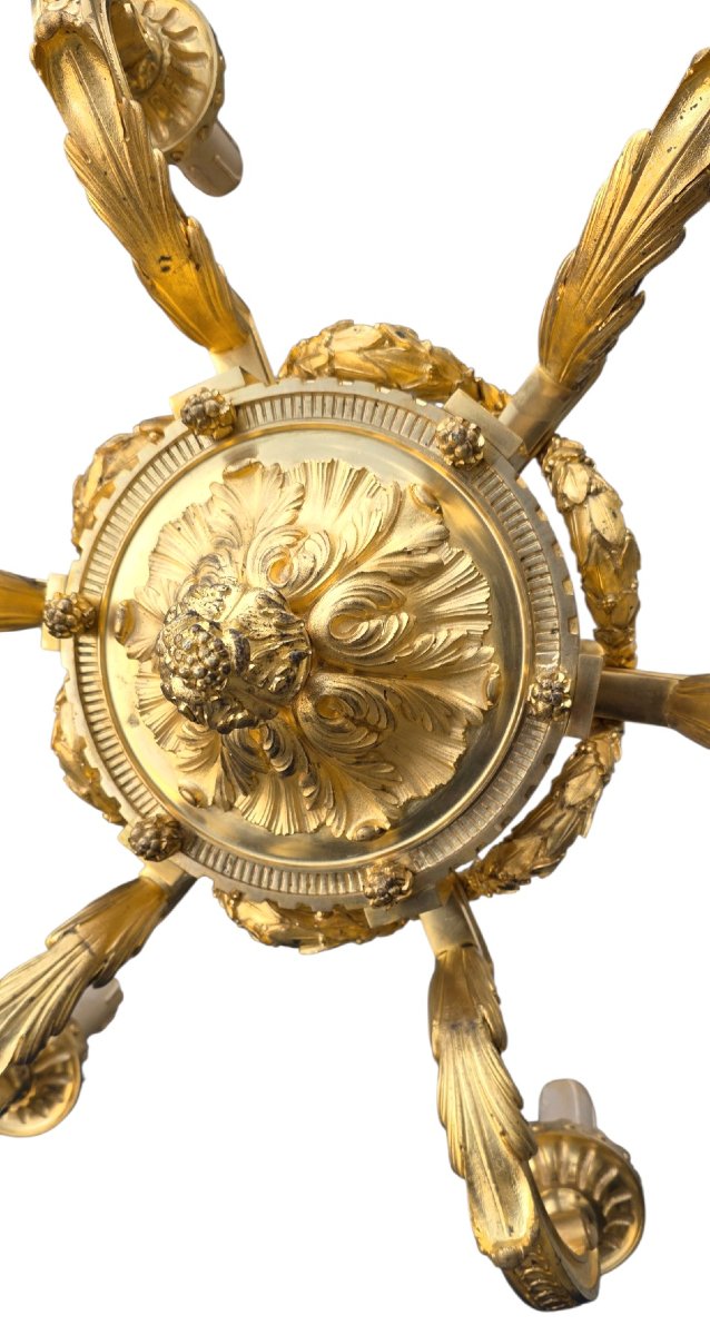 Magnifique Lustre Bronze Doré  Beurdeley Louis XVI  Napoléon III 6 bras lumières 50kg-photo-4