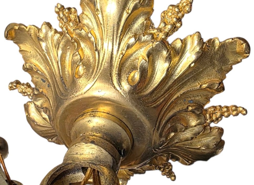 Magnifique Lustre Bronze Doré  Beurdeley Louis XVI  Napoléon III 6 bras lumières 50kg-photo-2