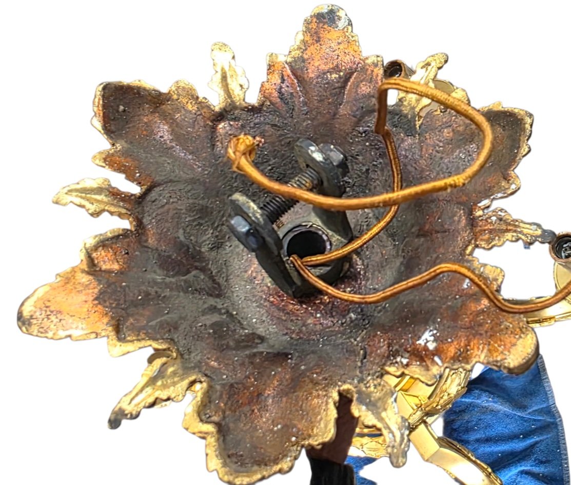 Magnifique Lustre Bronze Doré  Beurdeley Louis XVI  Napoléon III 6 bras lumières 50kg-photo-4
