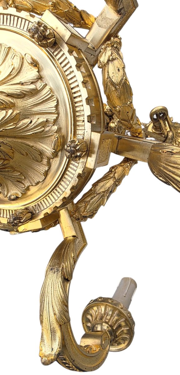 Magnifique Lustre Bronze Doré  Beurdeley Louis XVI  Napoléon III 6 bras lumières 50kg-photo-5