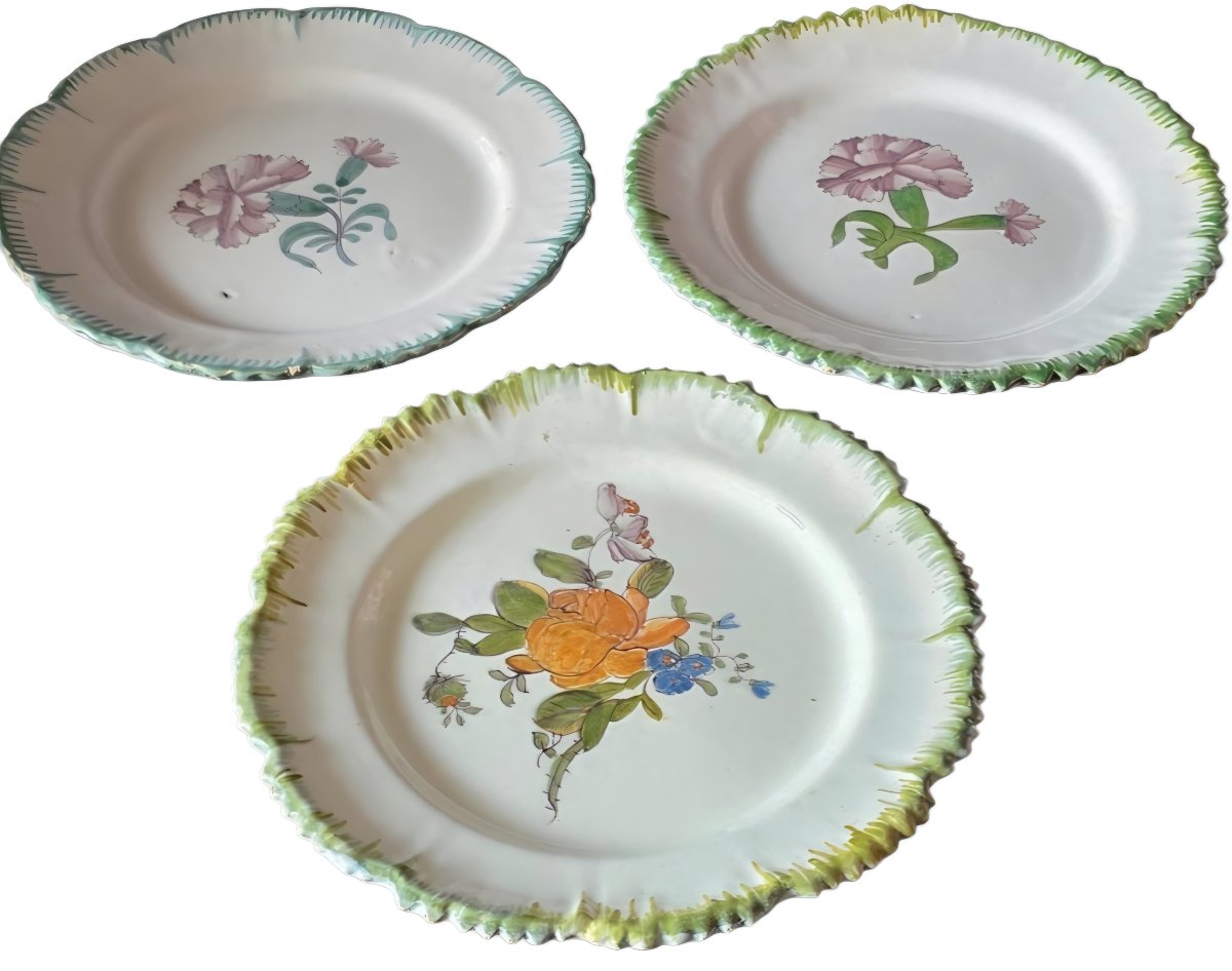 3 Plates 18th Century Bordeaux Earthenware Boyer