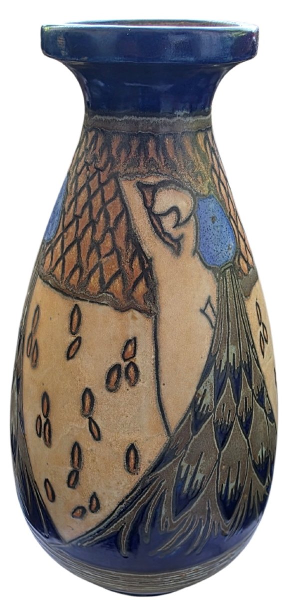 Important Vase en Grès Art Déco ODETTA  HB Quimper Hauteur 35 cm État Musée 