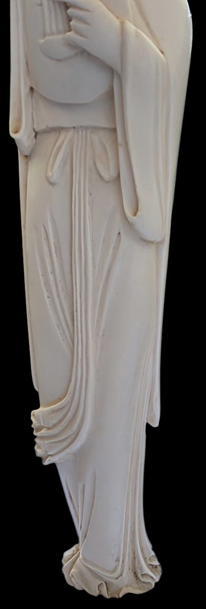 Chinese Qing Dynasty Figurine Of A Pipa Player, Early 20th Century, 25.5 Cm Tall -photo-3