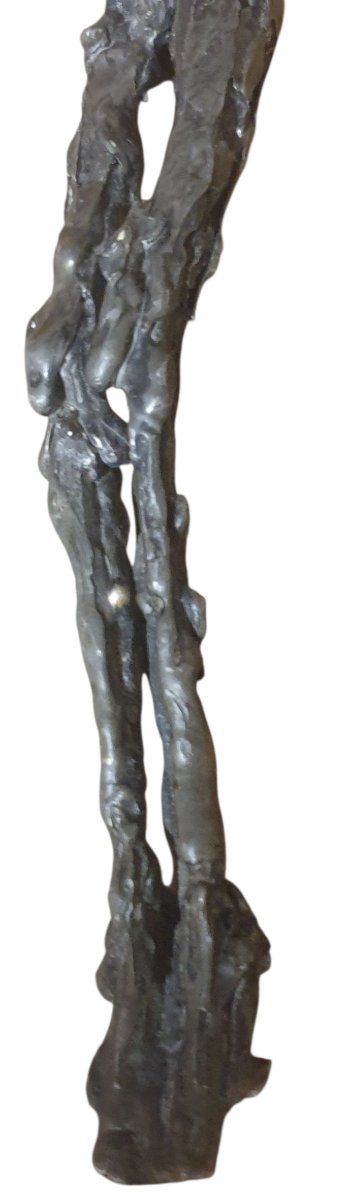 Christ en croix dans le goût de Germaine Richier Sculpture expressionniste Plomb Monograme CHM-photo-1