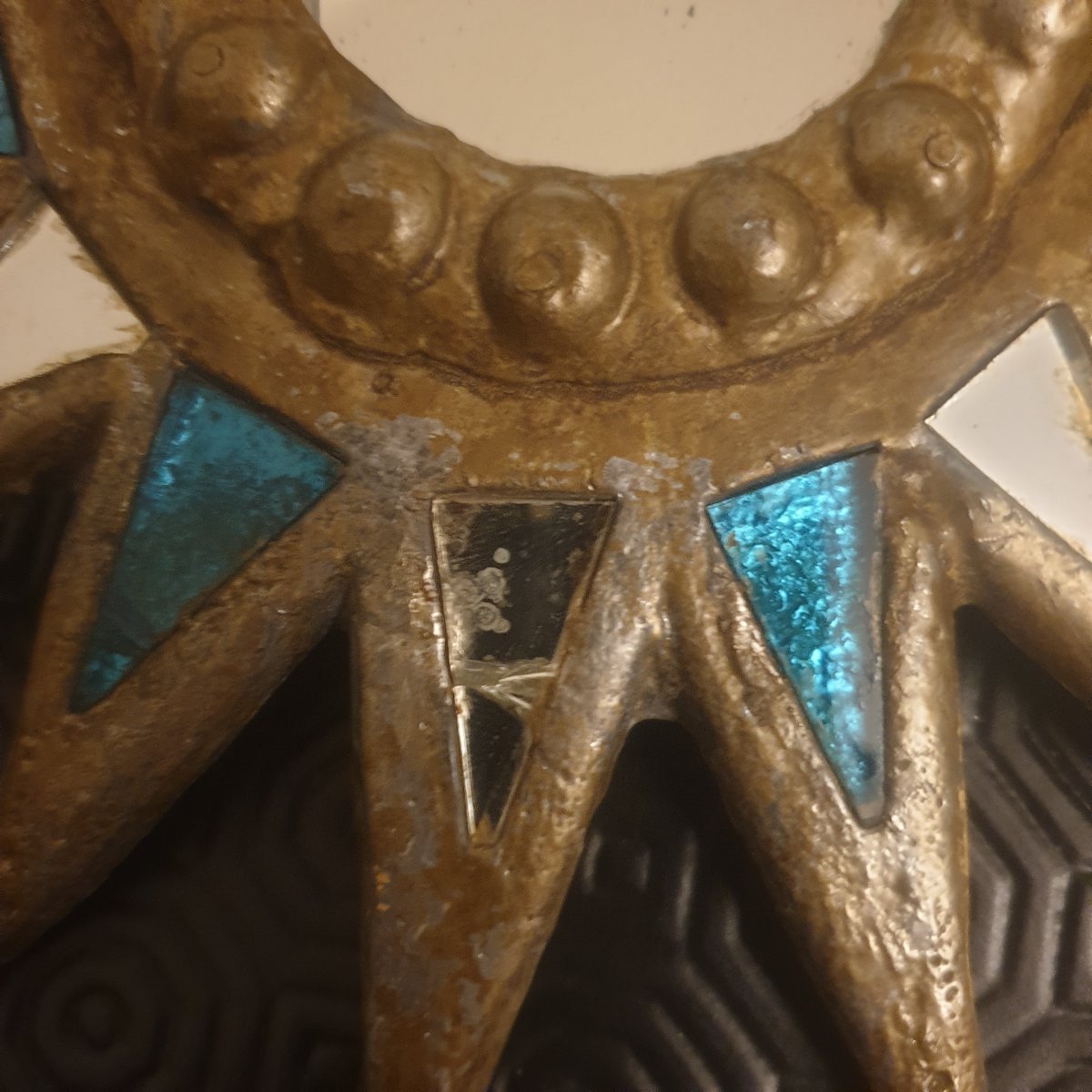 Ancien miroir soleil en plomb style Line Vautrin Irena Jaworska-photo-4