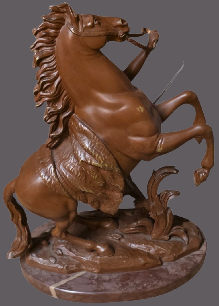 Paire de groupes statuaires formant pendants  Les Chevaux de Marly coustou XIXeme -photo-4