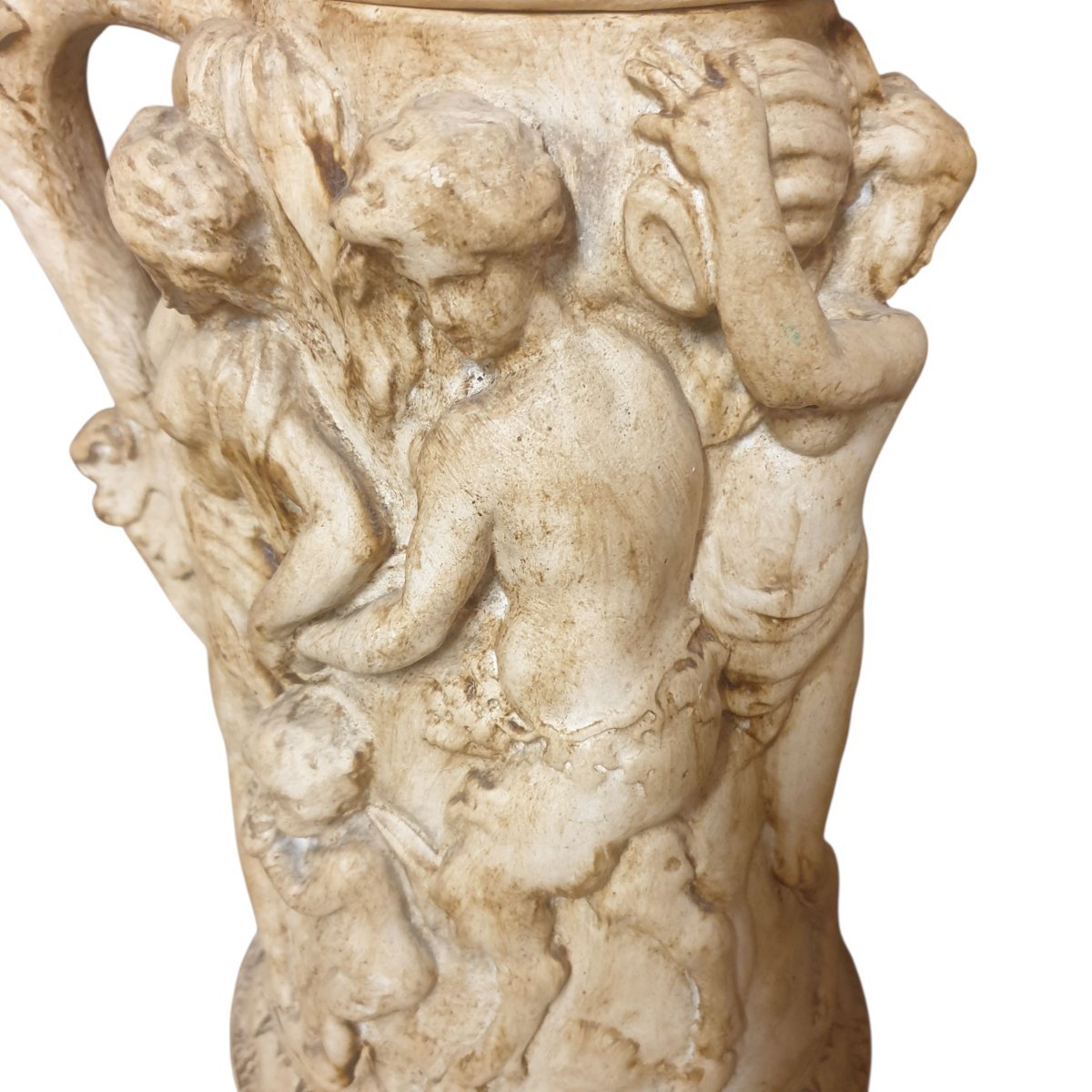 Chope dans le goût de François Duquesnoy terre cuite blanche le triomphe de Silène ht 37 cm -photo-2