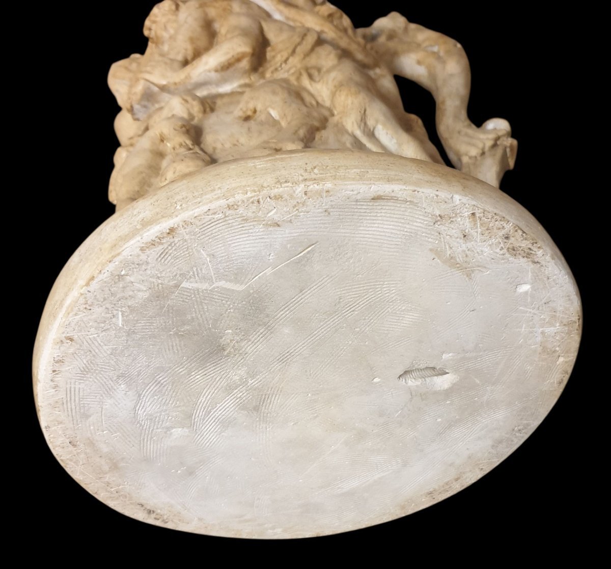 Chope dans le goût de François Duquesnoy terre cuite blanche le triomphe de Silène ht 37 cm -photo-2