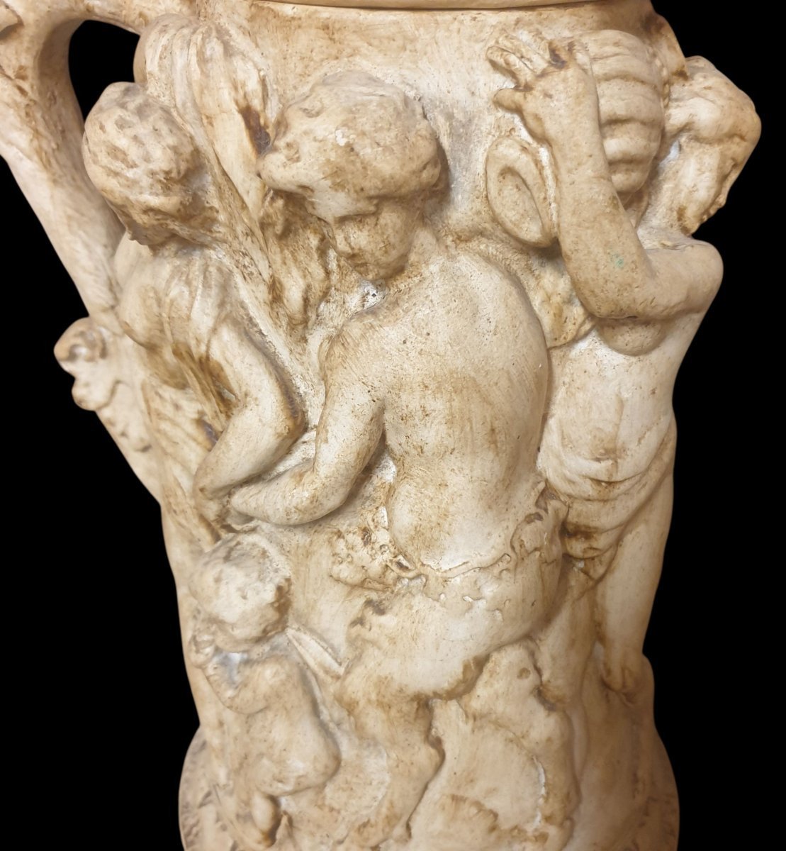 Chope dans le goût de François Duquesnoy terre cuite blanche le triomphe de Silène ht 37 cm -photo-3