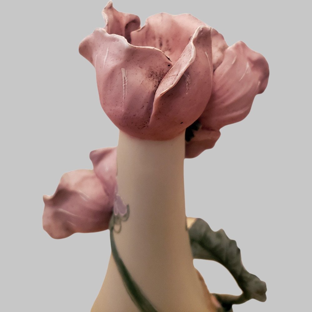 Ernst Wahliss Vase Art Nouveau en Biscuit Allégorie Florale et Profil Féminin-photo-7