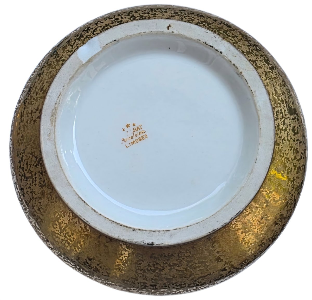 Large Limoges Porcelain Candy Dish By Paulhat, Featuring An Exotic Parrot Design On A Gold Background -photo-1