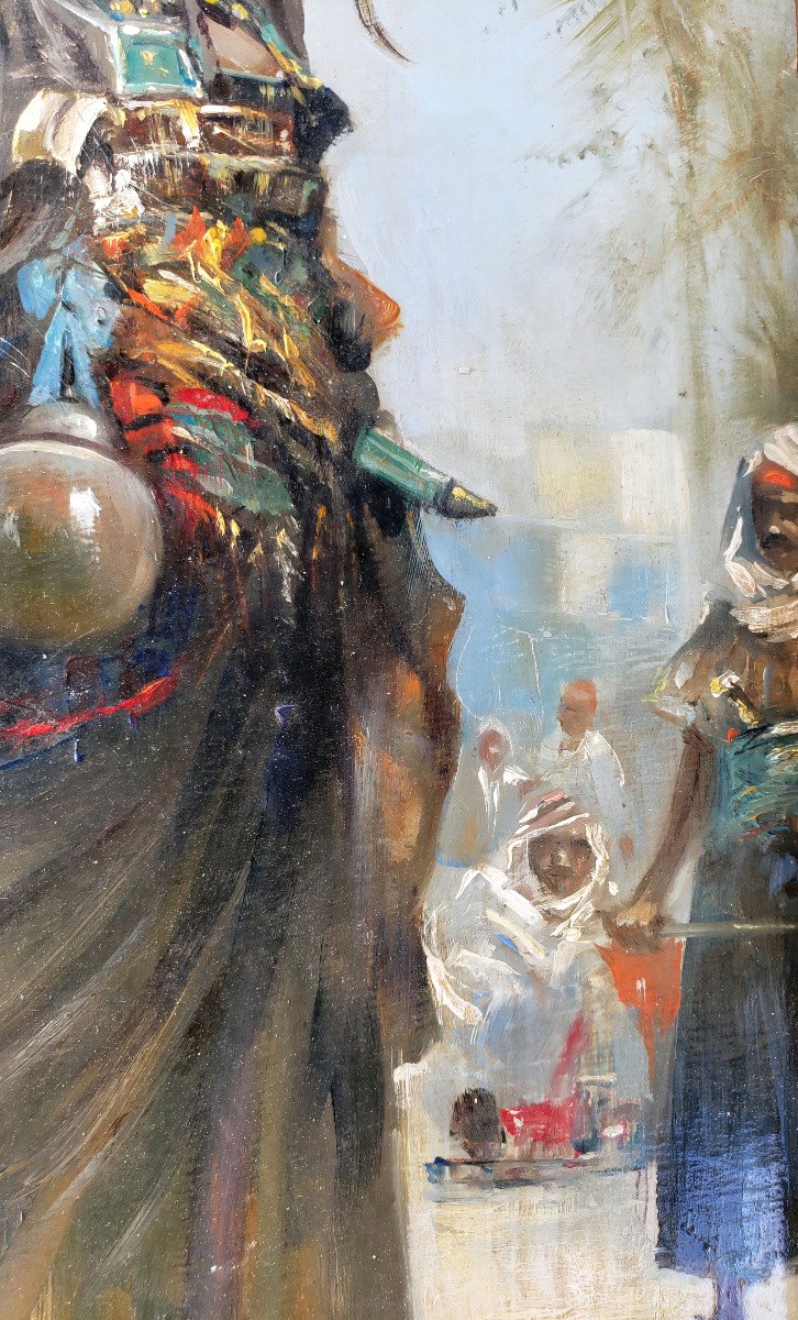 Attributed To Paul Joanovitch: Superb Orientalist Oil On Panel From The Late 19th Century, *the Snake Charmer*-photo-2