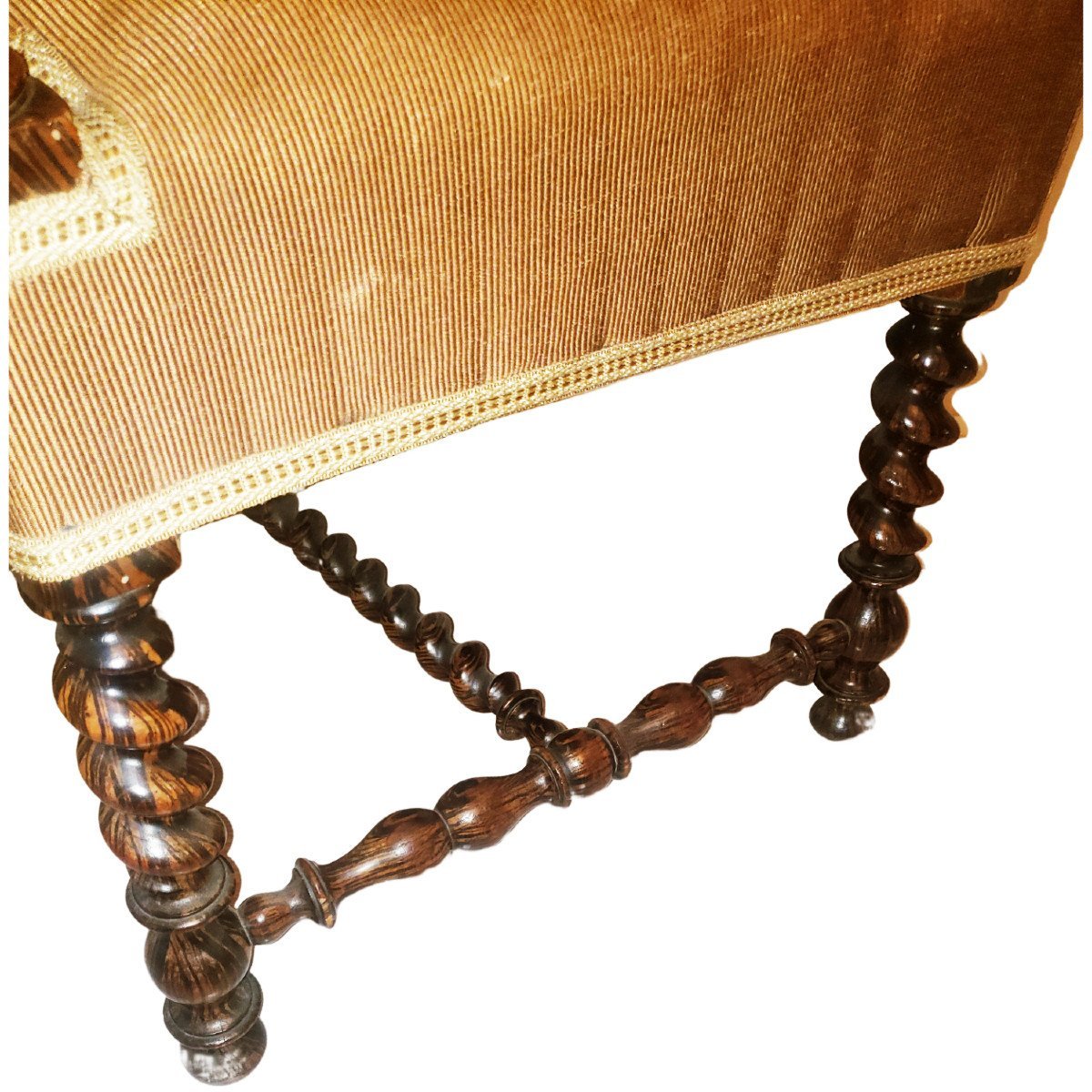 Chaise Haute Époque en Bois de Gaïac Torsé XIXe Chaise De Nourrice-photo-4