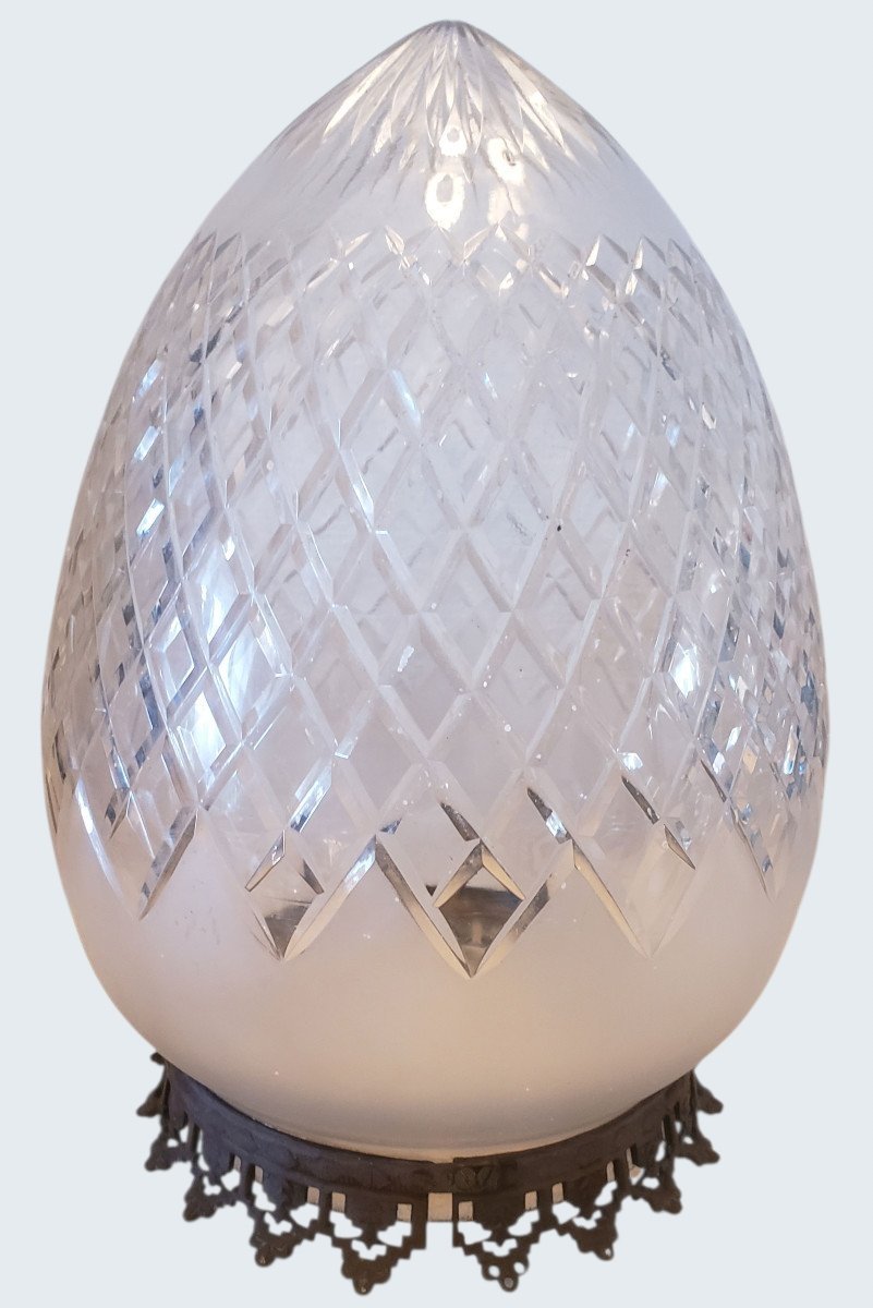 Globe suspensions lustre d'alcove en Cristal Taillé Baccarat Fin XIXe-photo-3