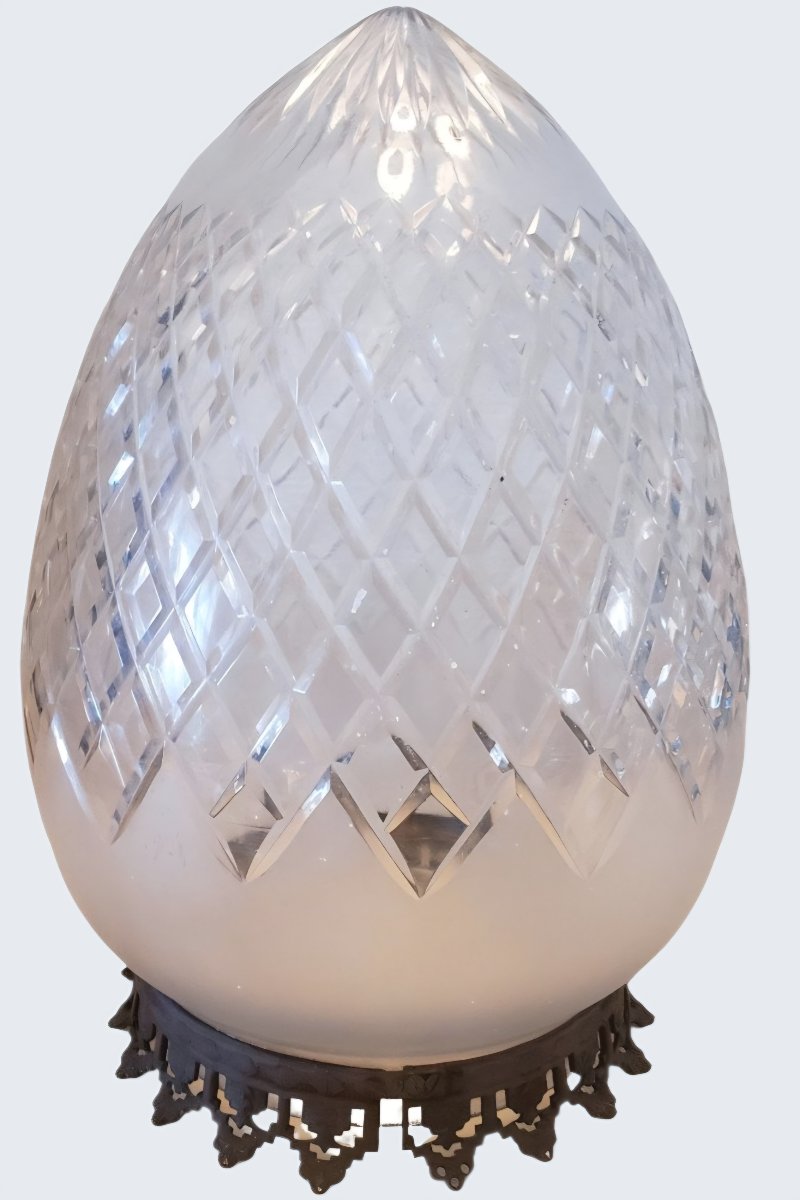 Globe suspensions lustre d'alcove en Cristal Taillé Baccarat Fin XIXe