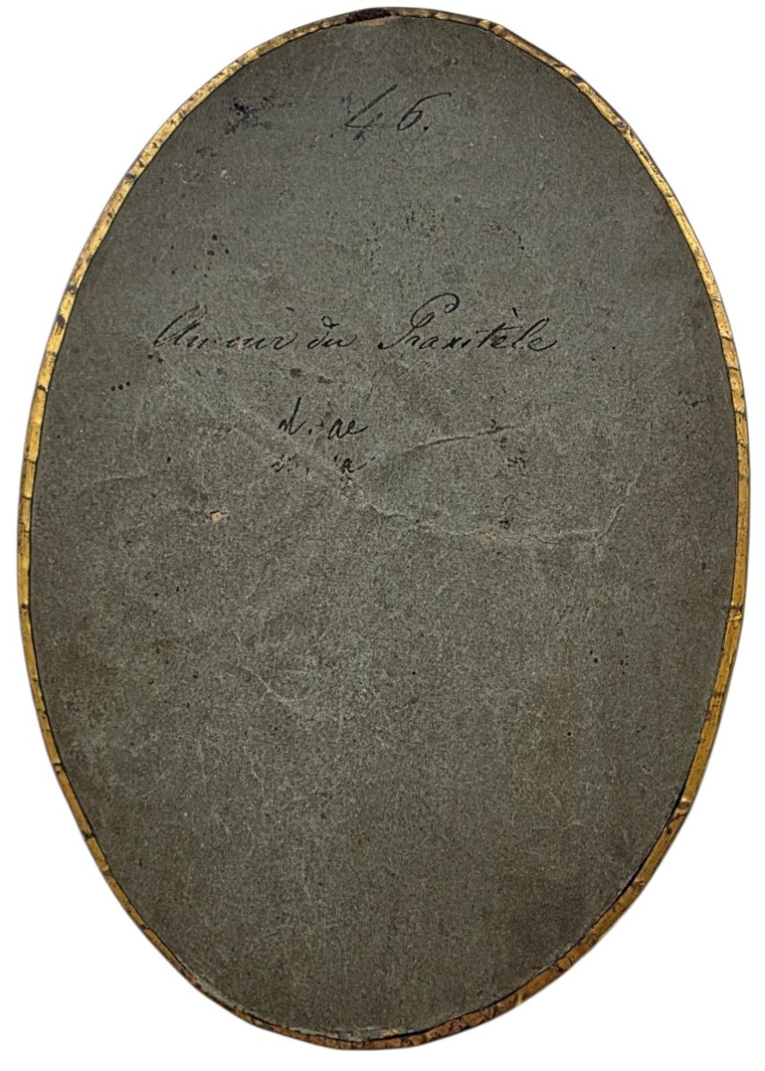 Gravure ovale ancienne XIXe 16x11,5 cm Buste d’Éros d'après Praxitèle Cadre laiton doré-photo-4