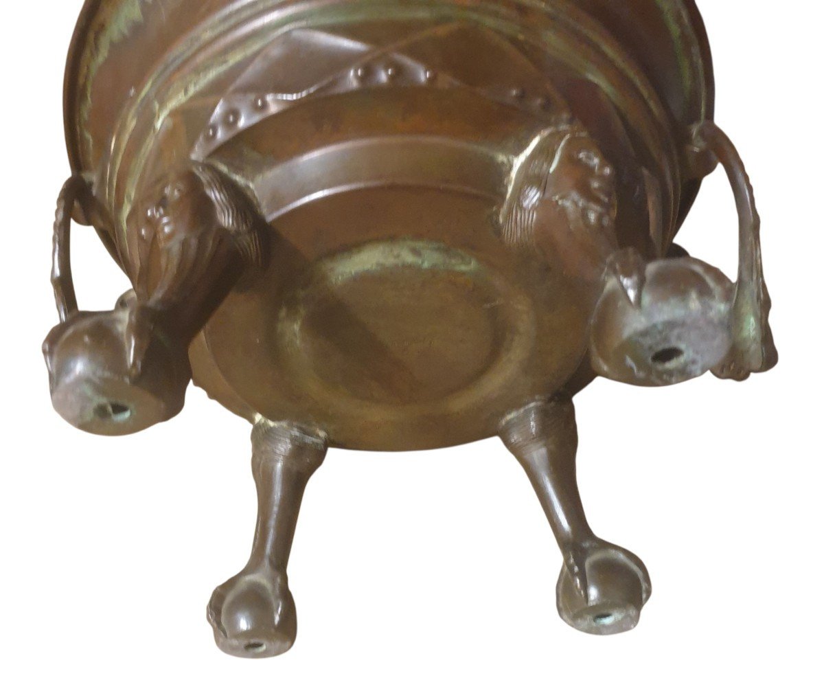 Important brasero jardiniere en bronze XIXeme -photo-1