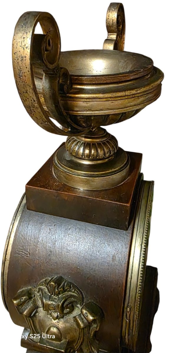 Pendule de cheminée ancienne XIXe Signée Ch. Gautier Acajou &  Bronze hauteur 58 cm-photo-2