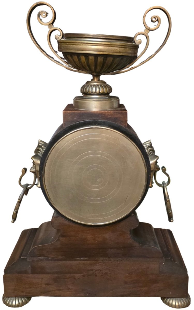 Pendule de cheminée ancienne XIXe Signée Ch. Gautier Acajou &  Bronze hauteur 58 cm-photo-6