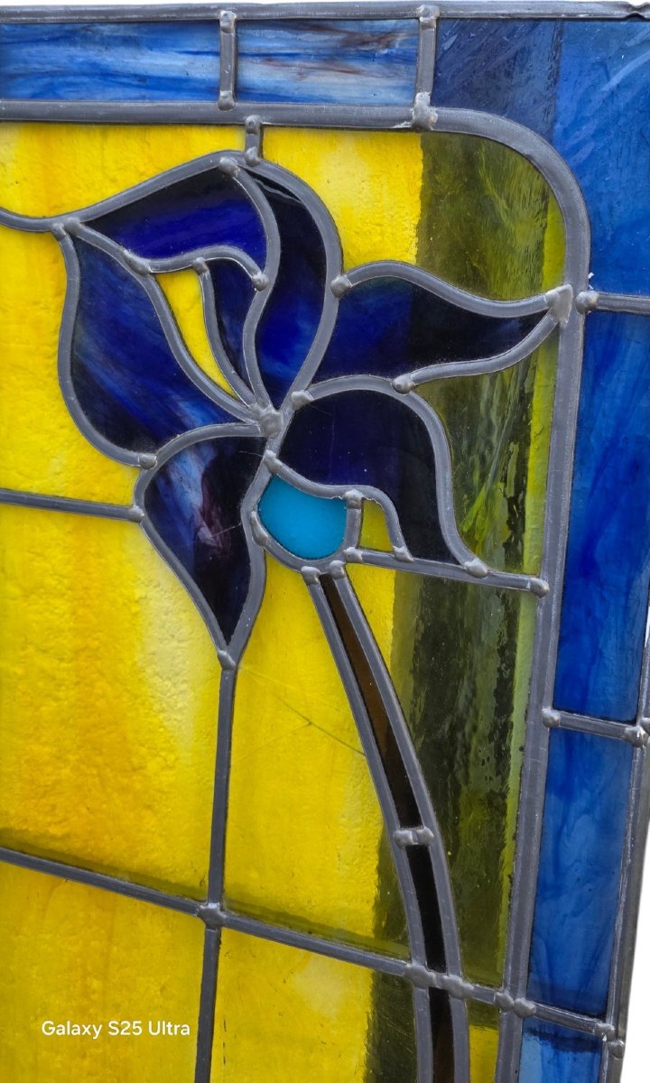 Grand Vitrail Art Nouveau  Thématique Onirique Dans le goût de Jacques Gruber École de Nancy-photo-7