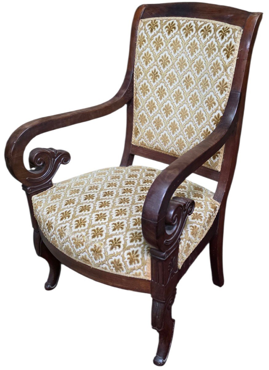 Jacob-Desmalterrie 4 Fauteuils d’Époque Restauration en Acajou de Cuba Attribués  -photo-3