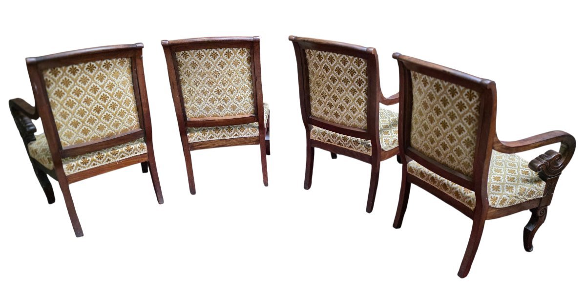 Jacob-Desmalterrie 4 Fauteuils d’Époque Restauration en Acajou de Cuba Attribués  -photo-4