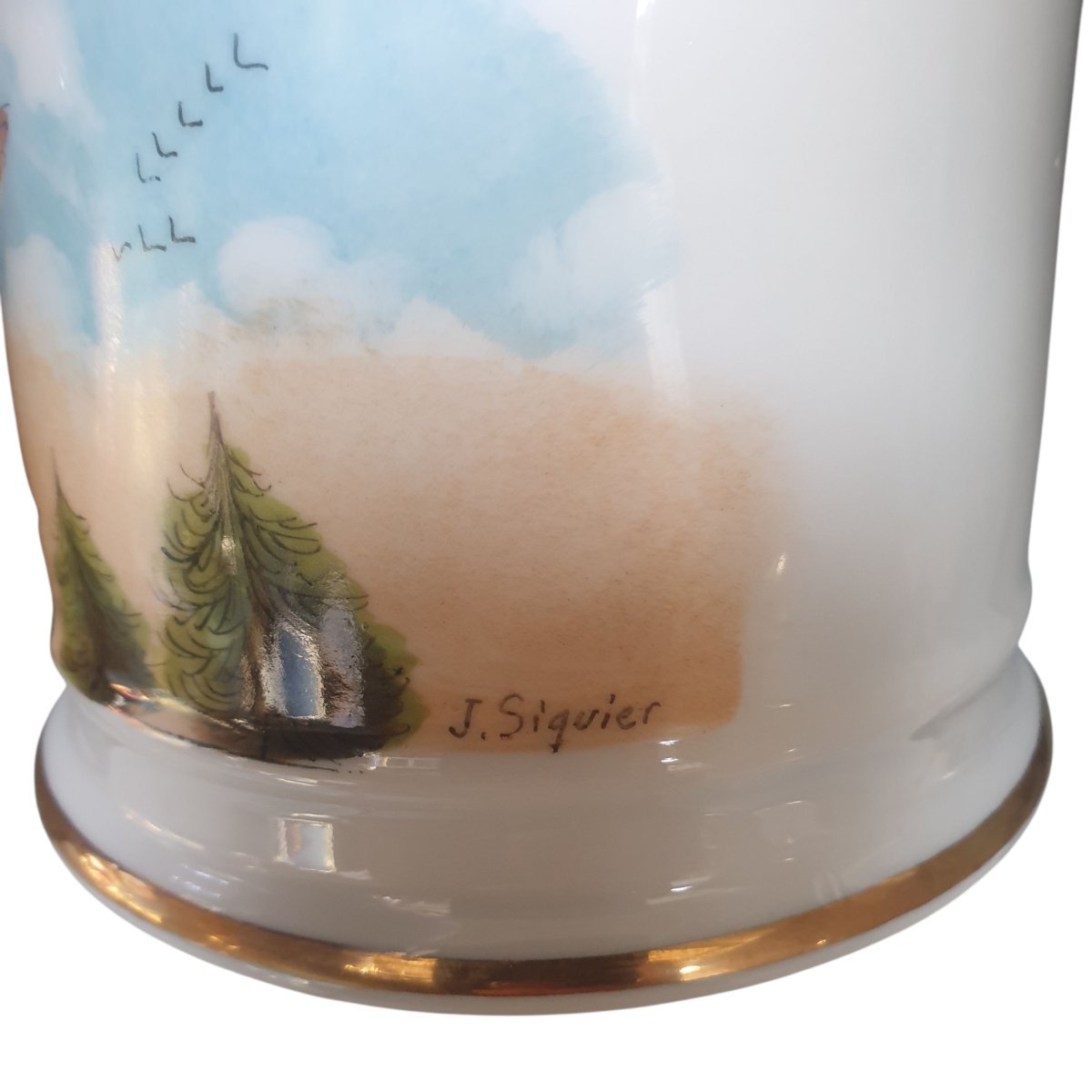 Pair Of Lidded Porcelain Jars With An Aviation History Theme Featuring Hot Air Balloons, Signed By Siquier-photo-3