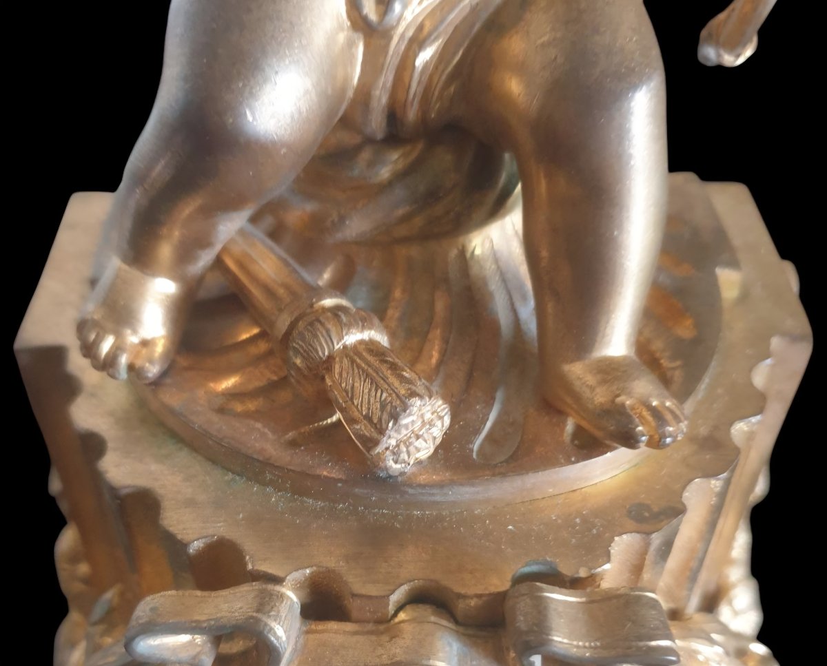 pendule borne de table ou cheminée d’époque Restauration Louis Philippe en bronze doré -photo-2