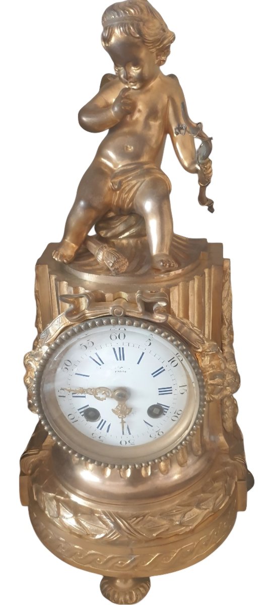 pendule borne de table ou cheminée d’époque Restauration Louis Philippe en bronze doré -photo-3