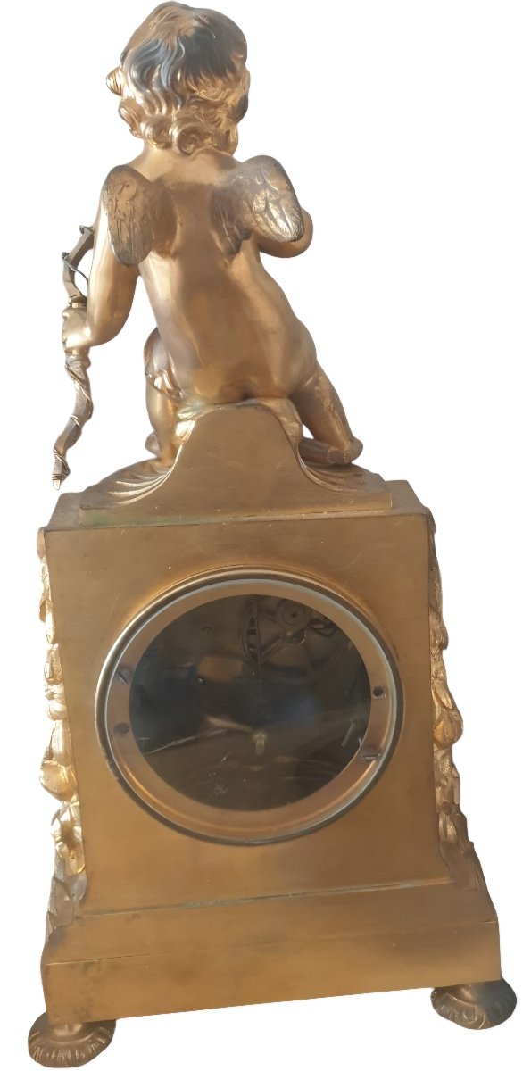 pendule borne de table ou cheminée d’époque Restauration Louis Philippe en bronze doré -photo-4