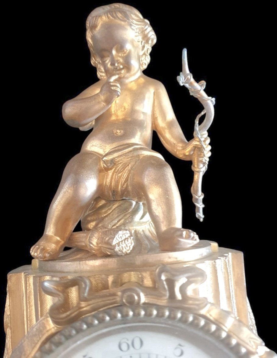 pendule borne de table ou cheminée d’époque Restauration Louis Philippe en bronze doré -photo-1