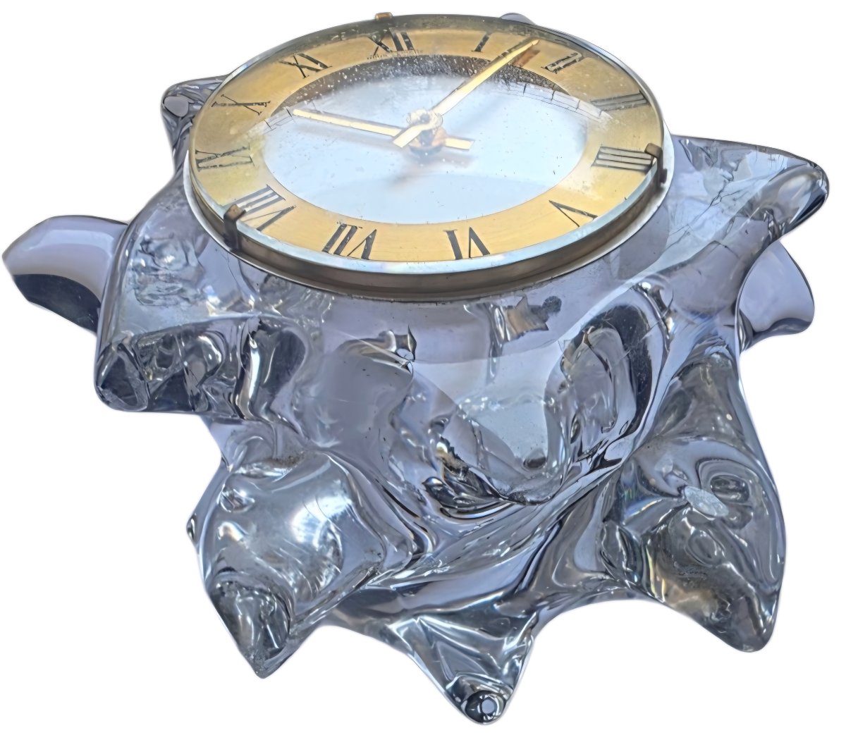 Horloge Pendule de table vintage en Cristal de SCHNEIDER  Années 1950/1960-photo-4