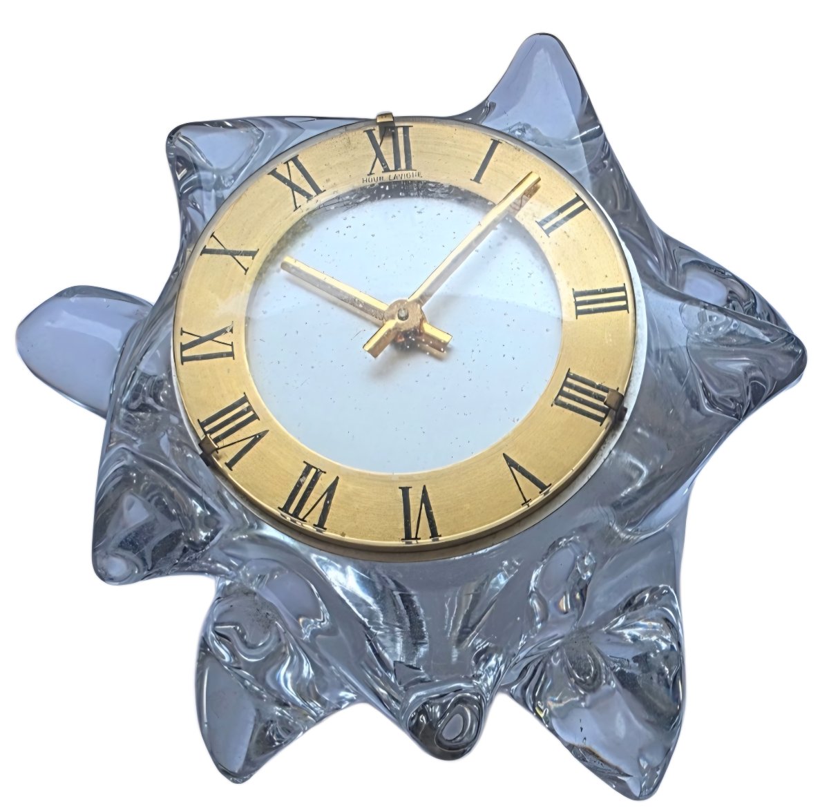 Horloge Pendule de table vintage en Cristal de SCHNEIDER  Années 1950/1960
