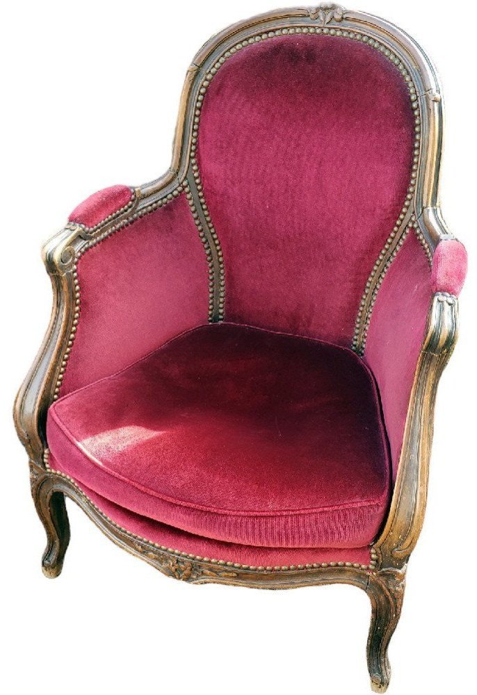 Paire de fauteuils cabriolets d'enfant style Louis XV Velours bordeaux XIXeme -photo-3