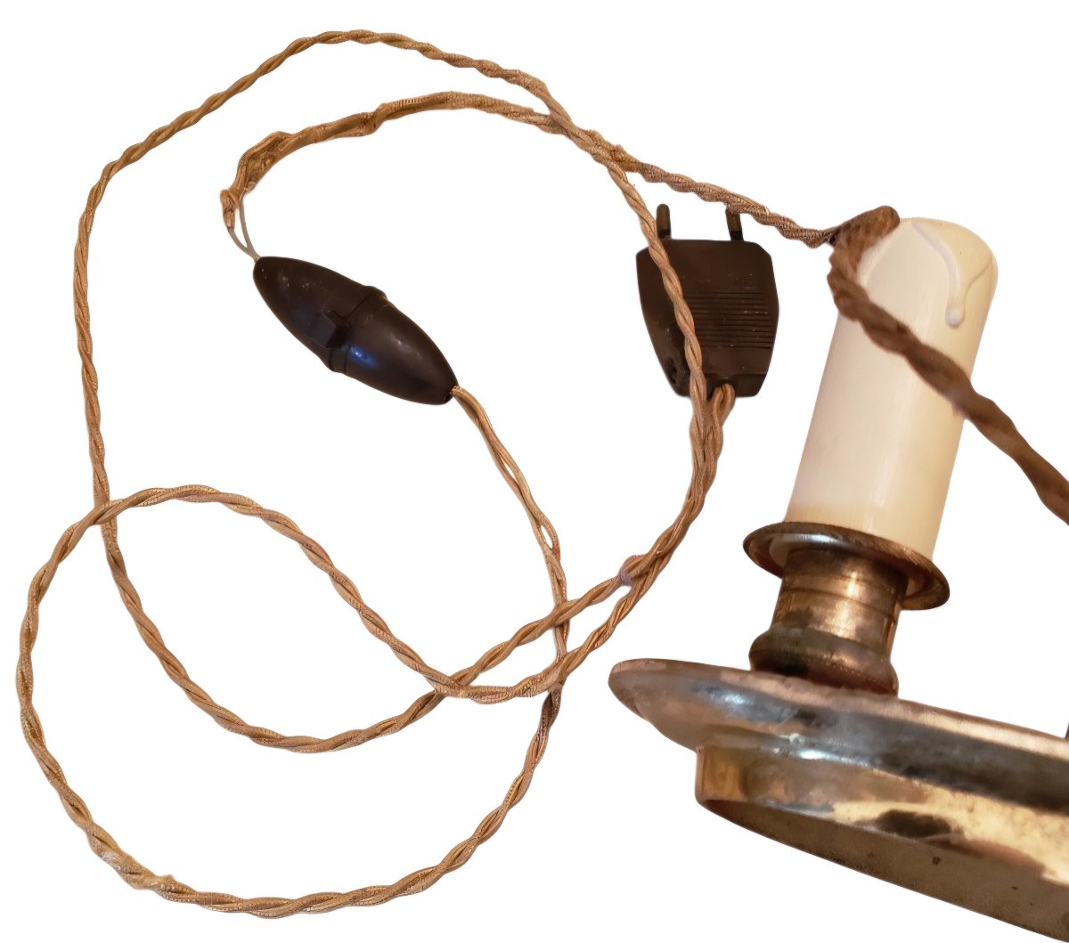  Authentic Empire/directoire-style Hot-water Bottle Lamp; Red And Bronze Painted Sheet Metal; Circa 1900  -photo-3