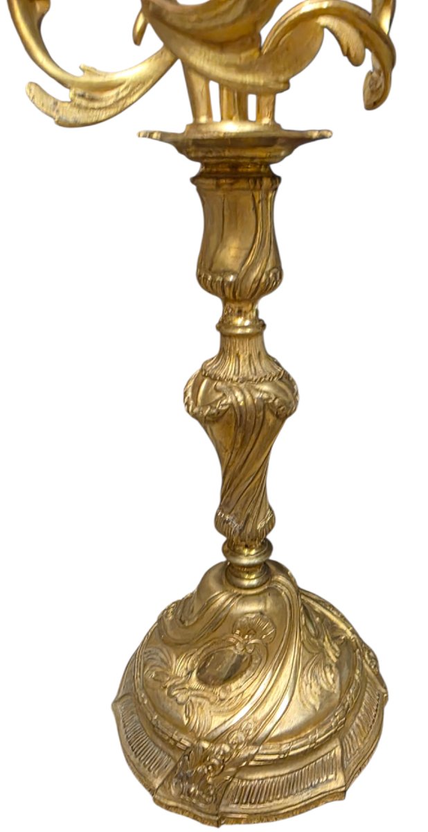  Paire de Candélabres Convertibles Style Louis XV Bronze Doré État Parfait une somptueuse paire-photo-6