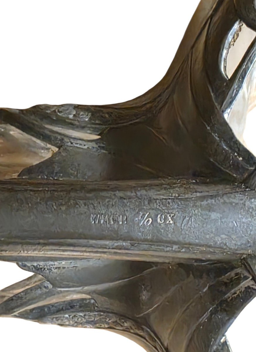 Paire d'Aiguières Art Nouveau en Cristal Gravé et Étain WMF Württembergische Metallwarenfabrik-photo-2