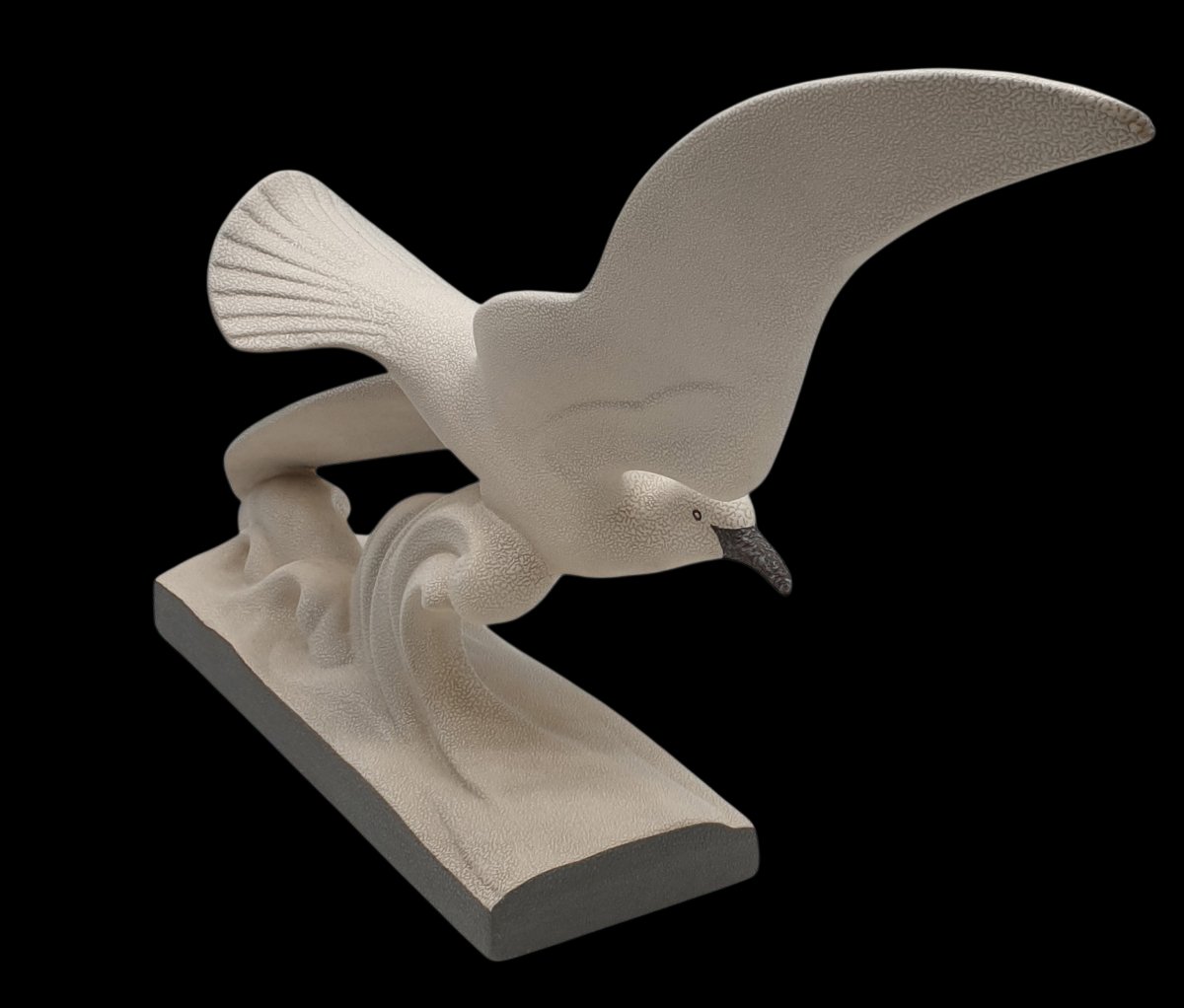 Imposing Art Deco Craquelé "seagull In Flight" Attributed To Charles Lemanceau, 1930 We Are Offering