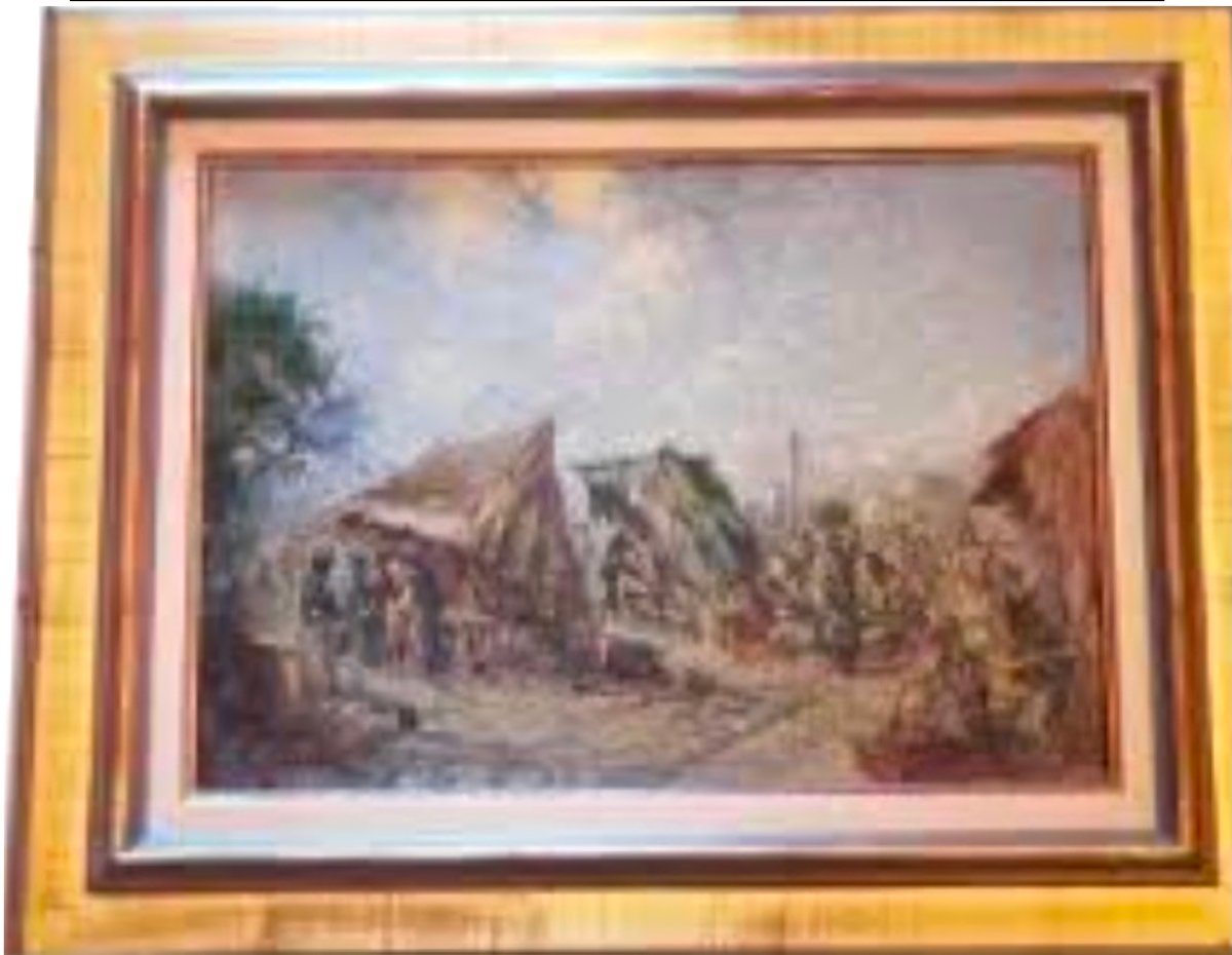 Huile sur Toile  Scène de Marché original Campement Signée attribué a Alexandra JACOB-photo-3