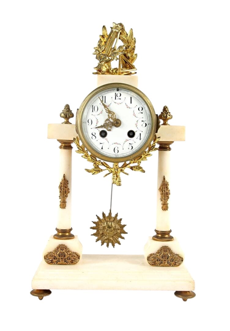 White Marble And Gilded Bronze Mantelpiece, 19th-century Louis XVI Style-photo-4