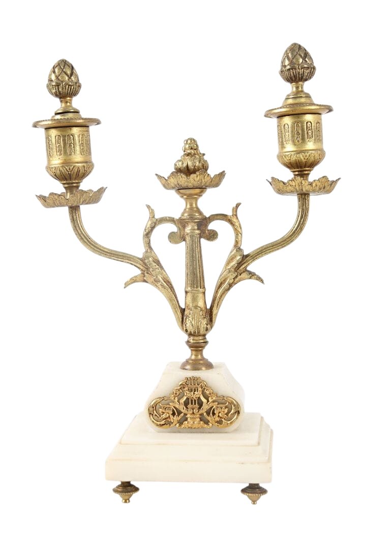 White Marble And Gilded Bronze Mantelpiece, 19th-century Louis XVI Style-photo-1