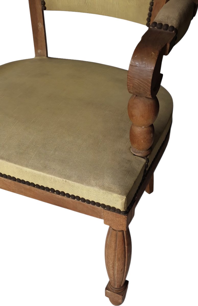 Benjamin Gomez Fauteuil en Chêne de Benjamin Gomez Art Déco Régionaliste Basque circa 1920 1930-photo-2