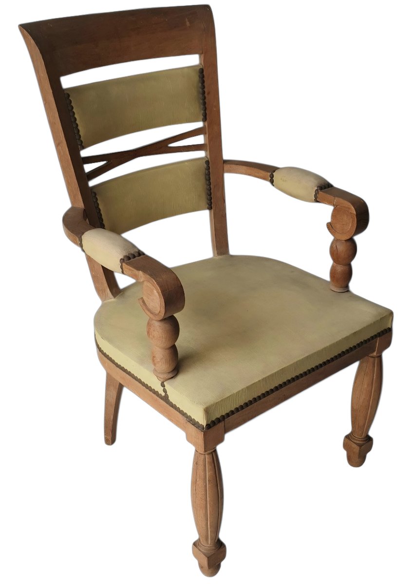 Benjamin Gomez Fauteuil en Chêne de Benjamin Gomez Art Déco Régionaliste Basque circa 1920 1930-photo-4